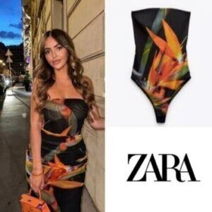 Zara Black and Orange Bodysuit